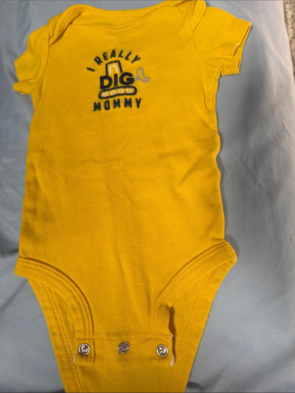 Carter's Bright Yellow Bodysuit with 'I Really Dig Mommy' Embroidery